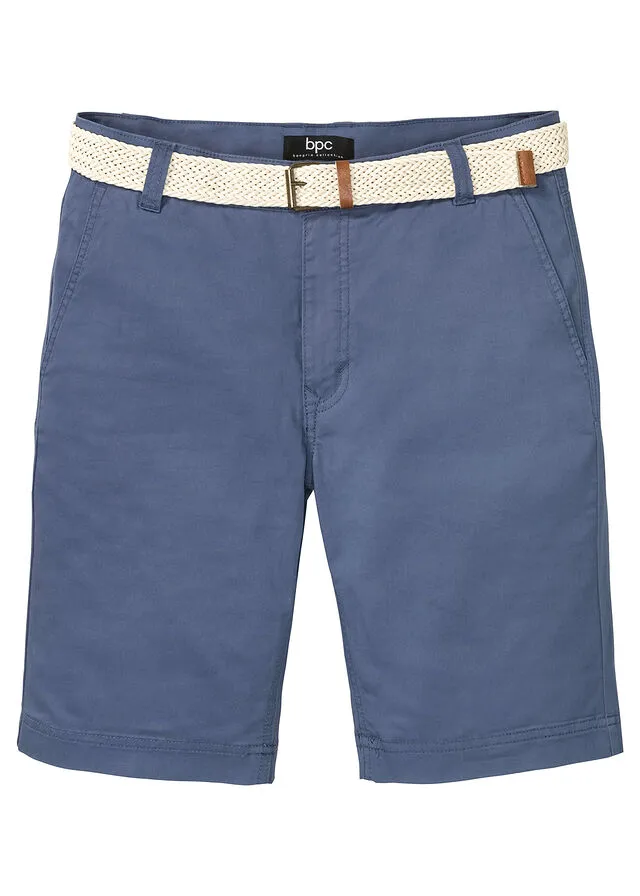 Bermudas estilo chino elásticas, con cinturón, regular fit índigo