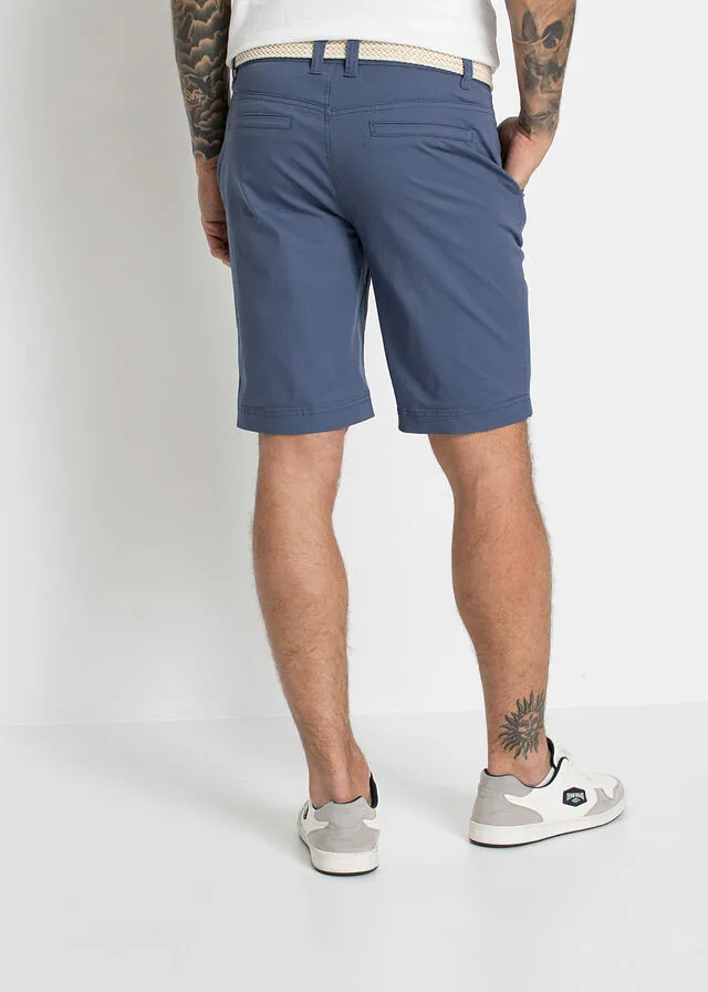 Bermudas estilo chino elásticas, con cinturón, regular fit índigo
