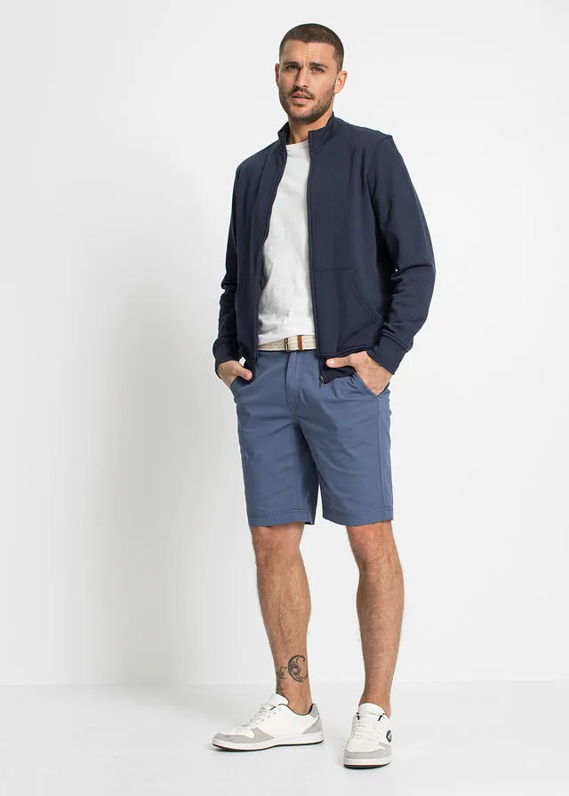 Bermudas estilo chino elásticas, con cinturón, regular fit índigo