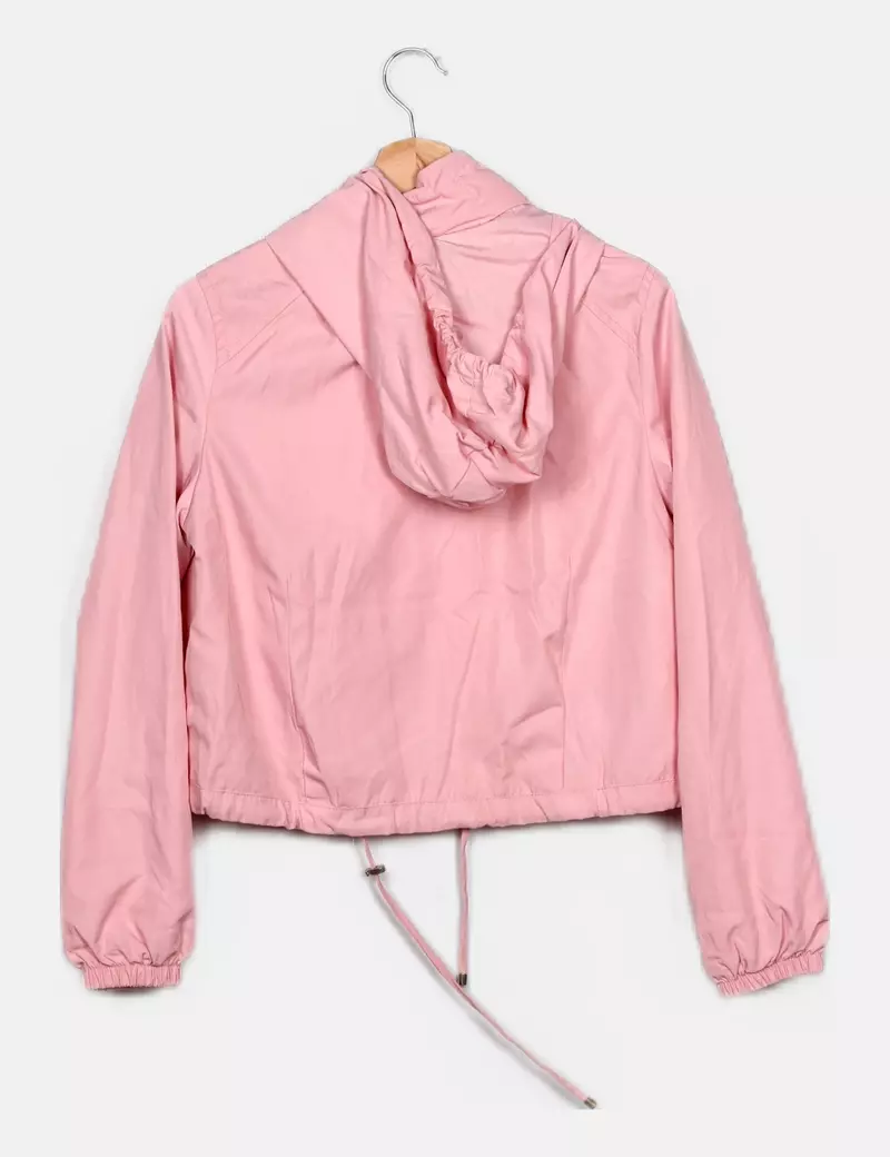 Bershka Impermeable con capucha rosa