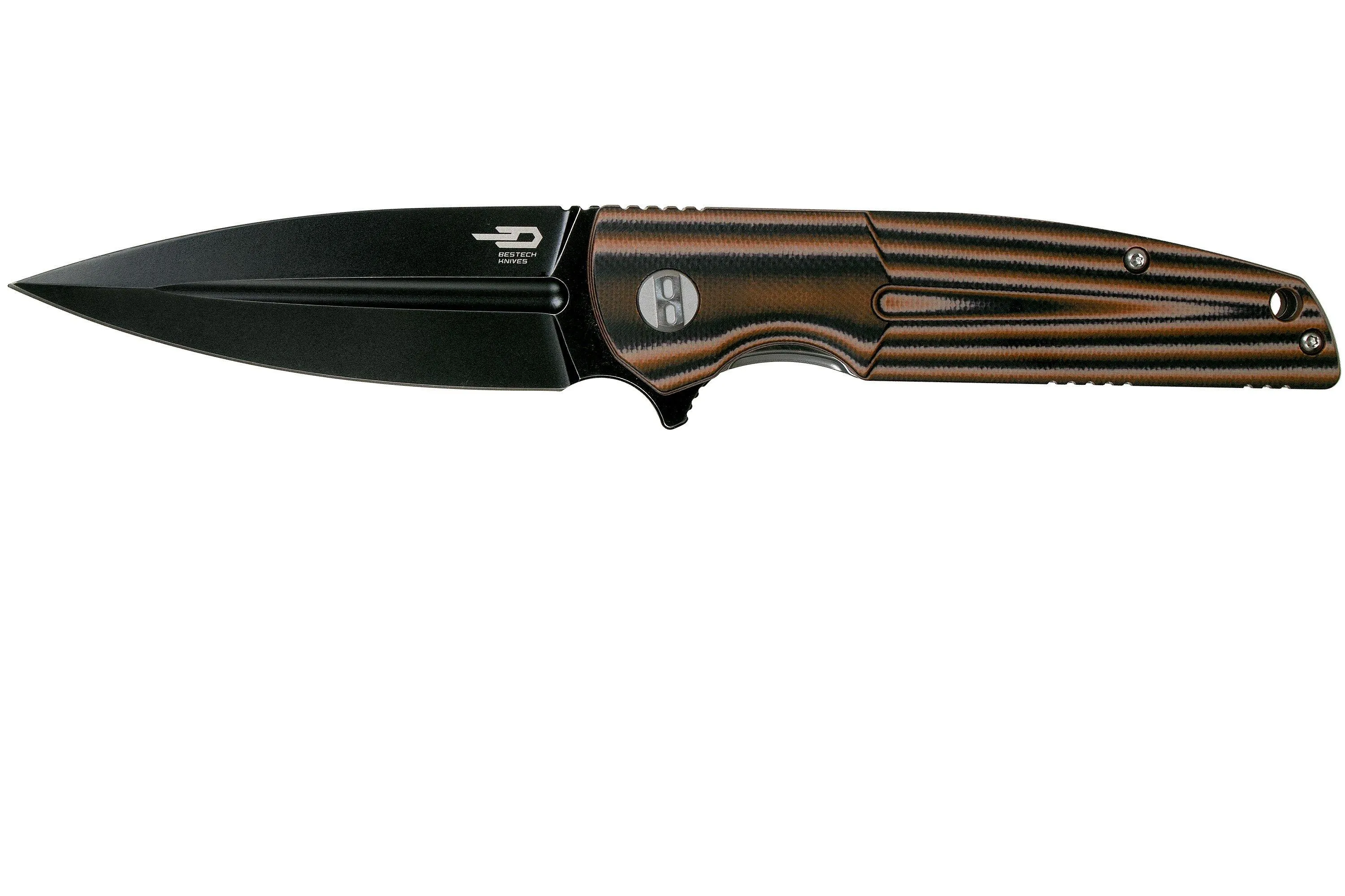 BESTECH FIN BG34C3 BLACK STONEWASHED, NEGRONARANJABEIGE G10 NAVAJA
