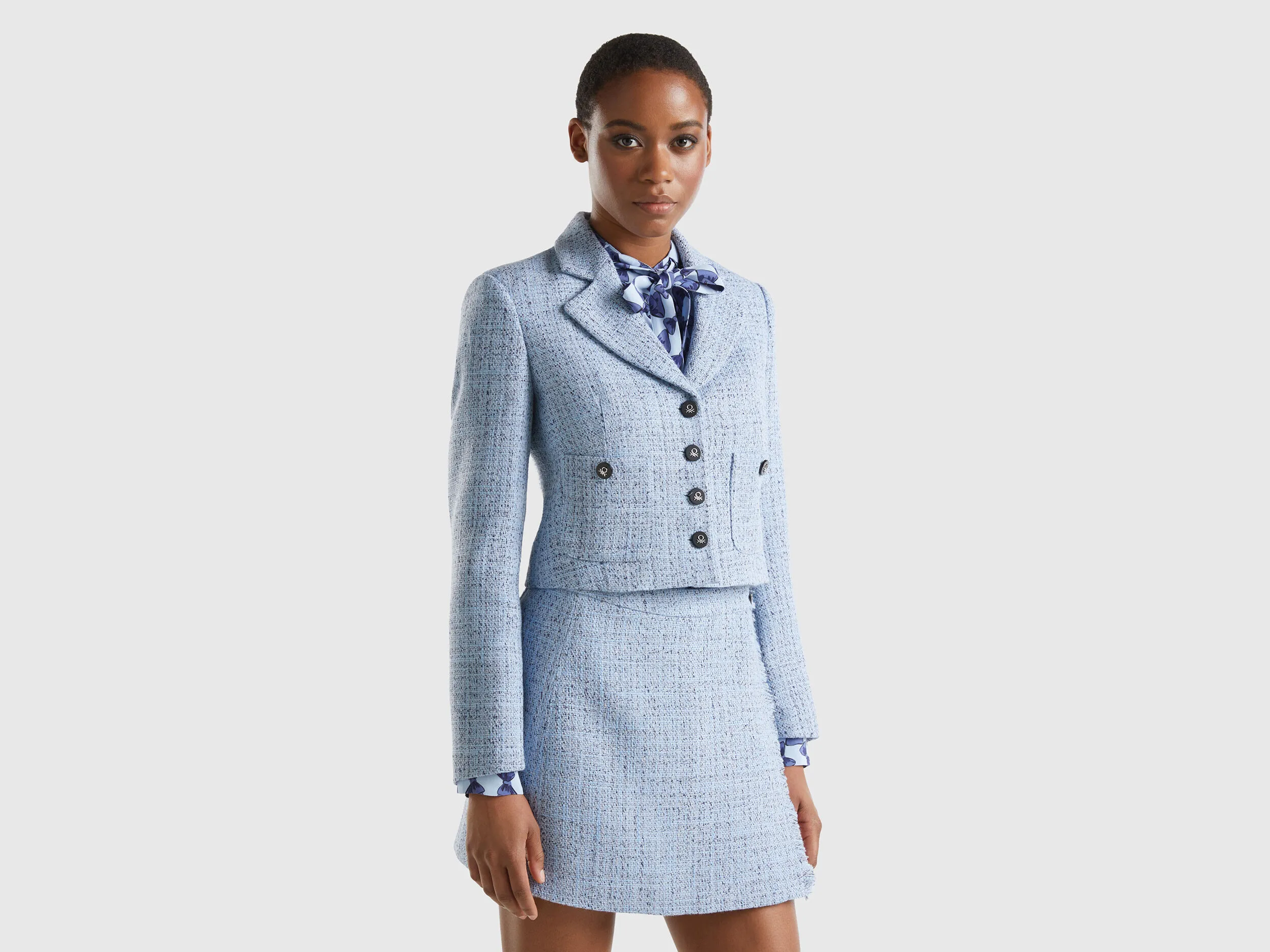 Blazer cropped de tweed