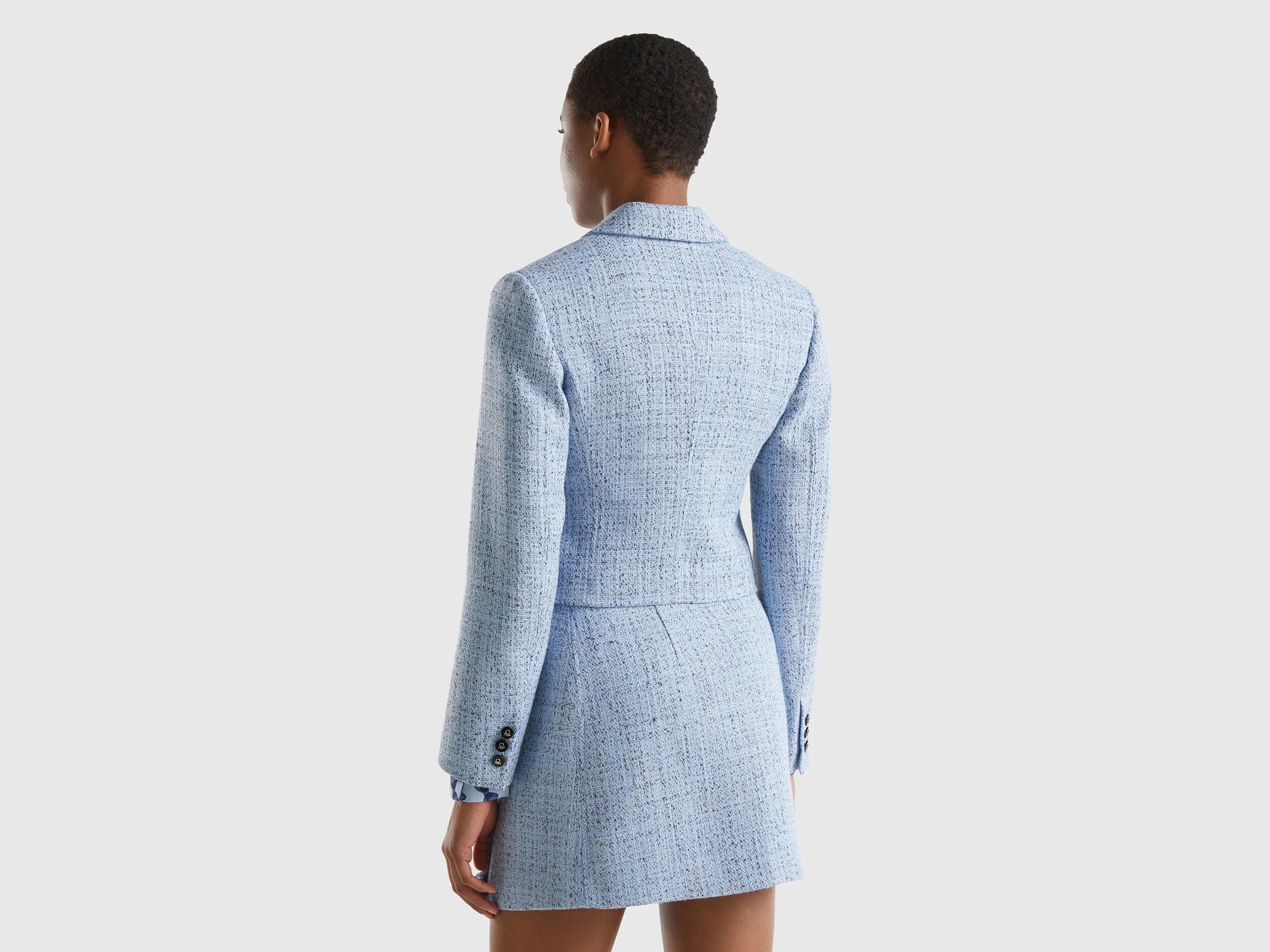 Blazer cropped de tweed