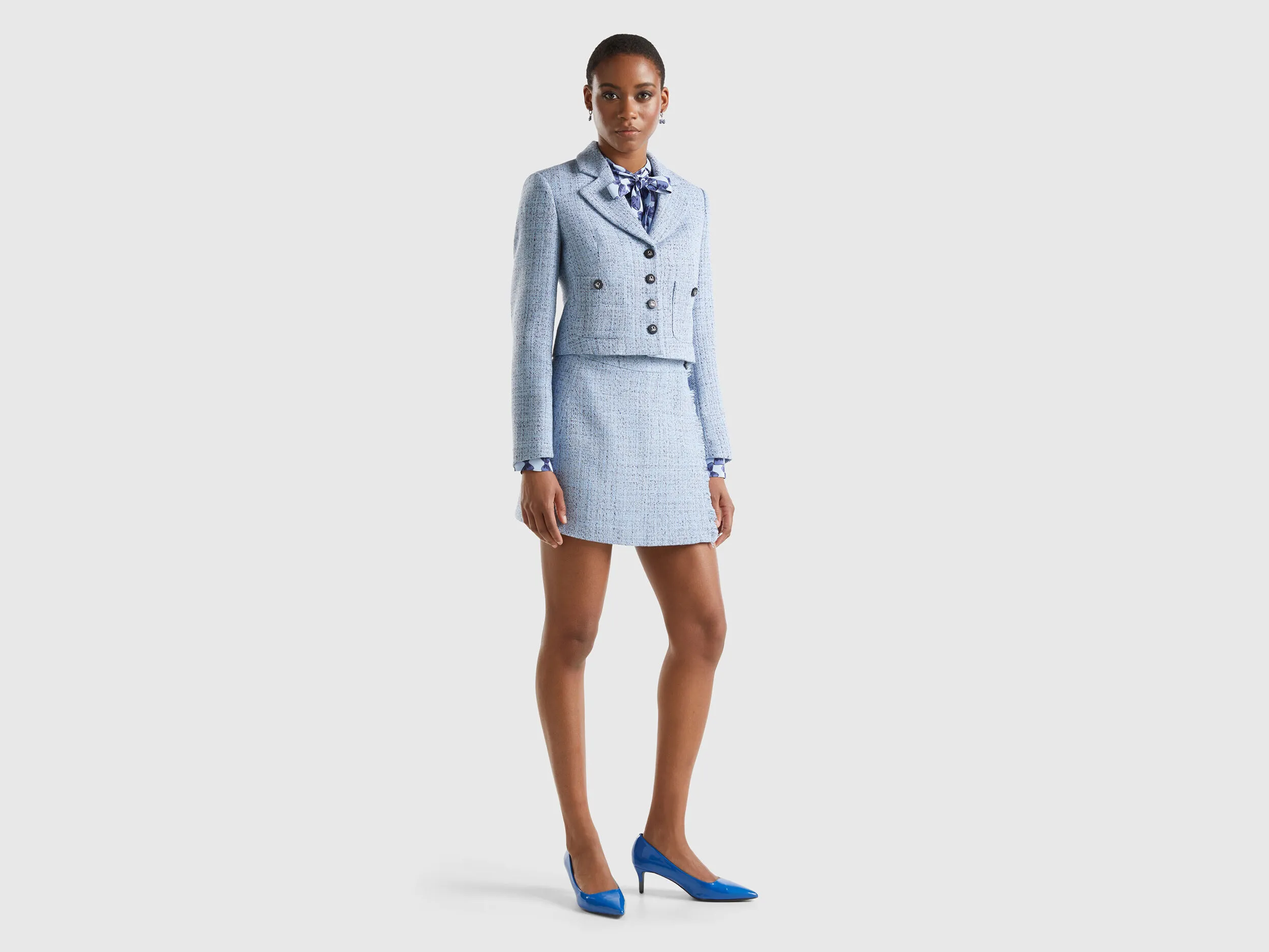 Blazer cropped de tweed