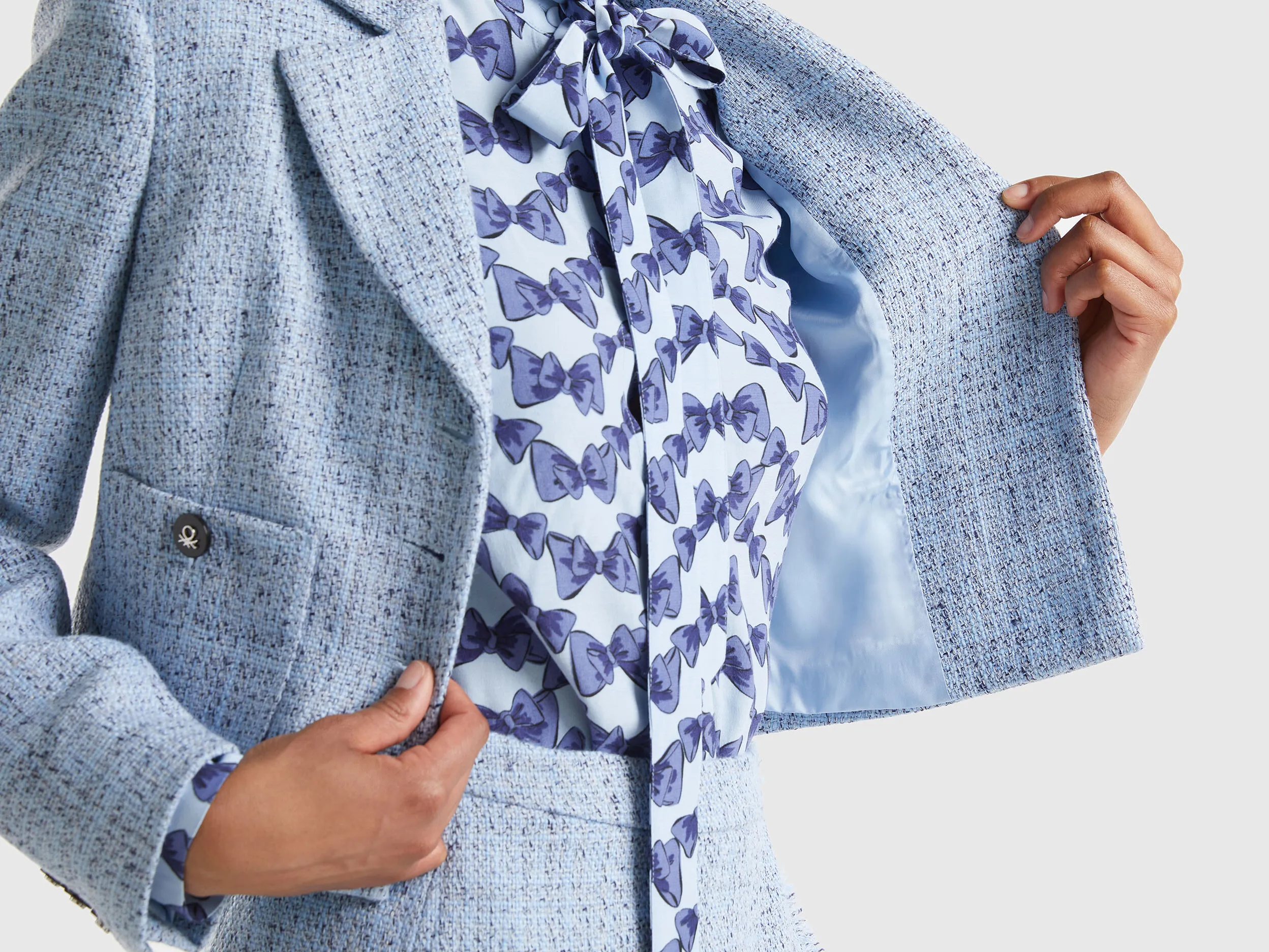 Blazer cropped de tweed