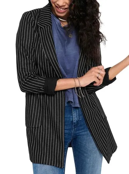 blazer only baker rayas negro para mujer