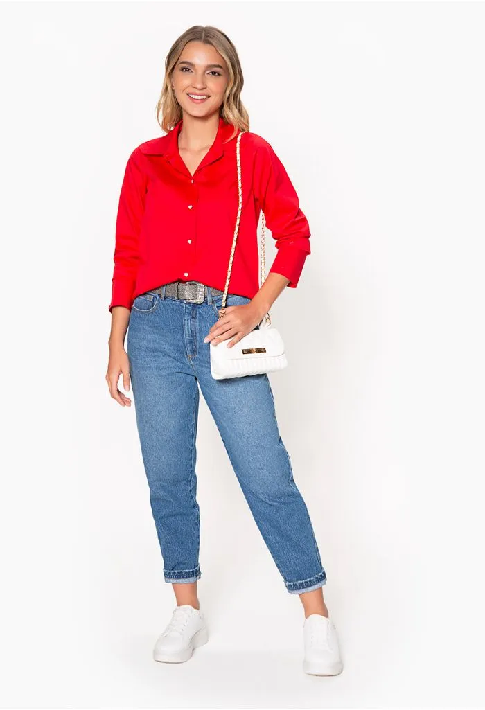 Blusa camisera para dama  manga larga