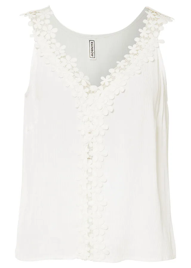 Blusa con encaje Blanco