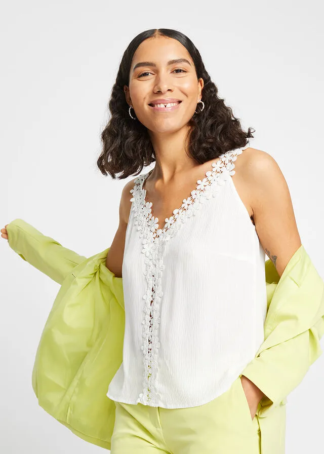 Blusa con encaje Blanco