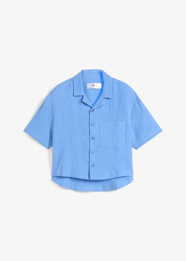 Blusa de muselina de algodón para niñas azul provenzal