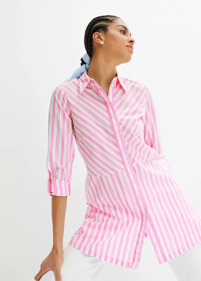 BLUSA LARGA DE RAYAS BLANCOPINK LADY DE RAYAS