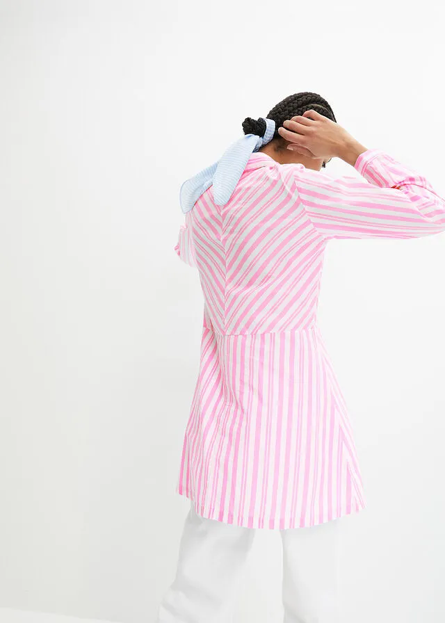 BLUSA LARGA DE RAYAS BLANCOPINK LADY DE RAYAS