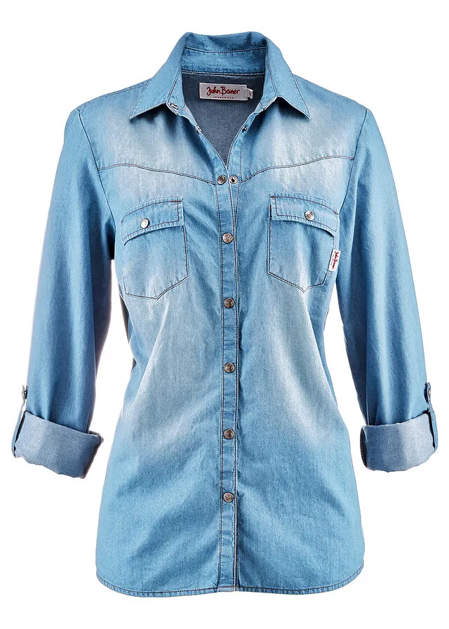 Blusa vaquera con cierres a presión azul provenzal