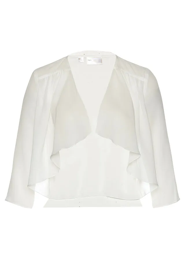Bolero de gasa con poliéster reciclado Blanco lana