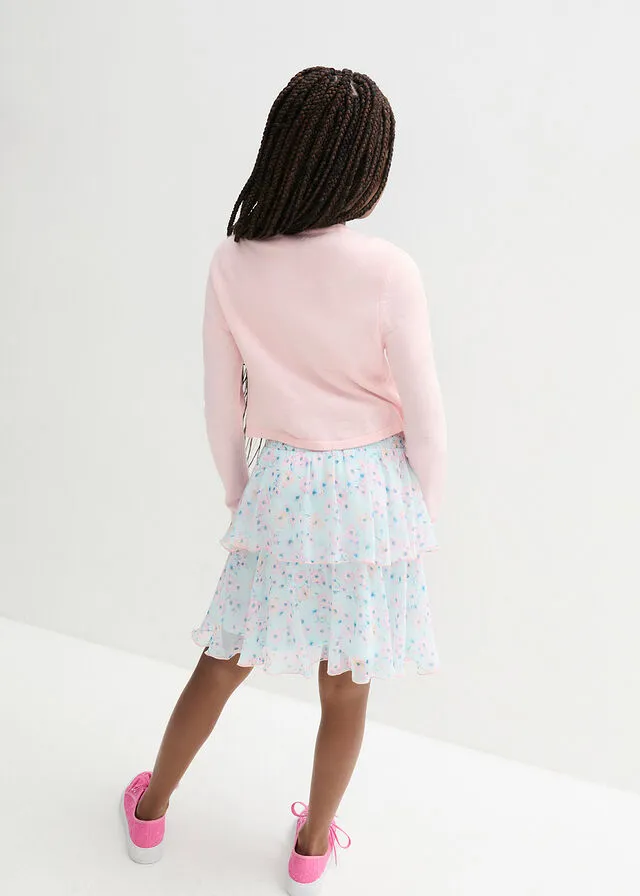 Bolero festivo de punto para niñas Rosa perla