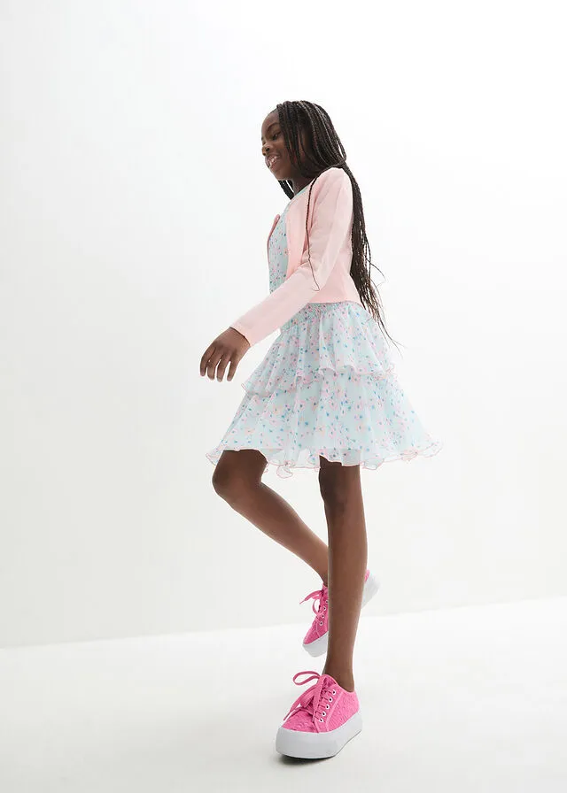 Bolero festivo de punto para niñas Rosa perla