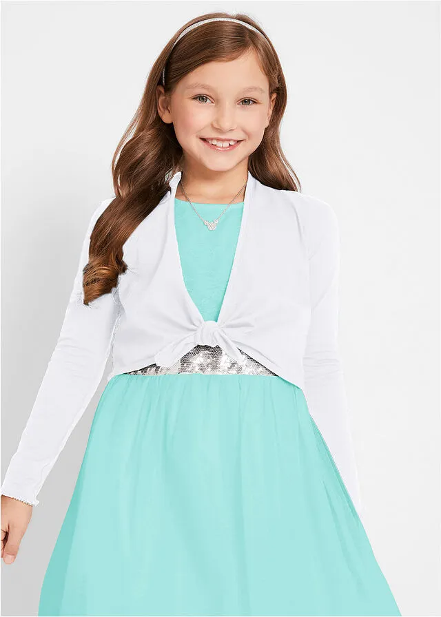 Bolero tipo camiseta para niñas con nudo Blanco