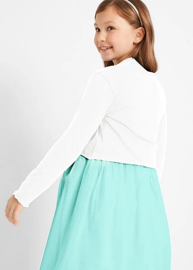 Bolero tipo camiseta para niñas con nudo Blanco
