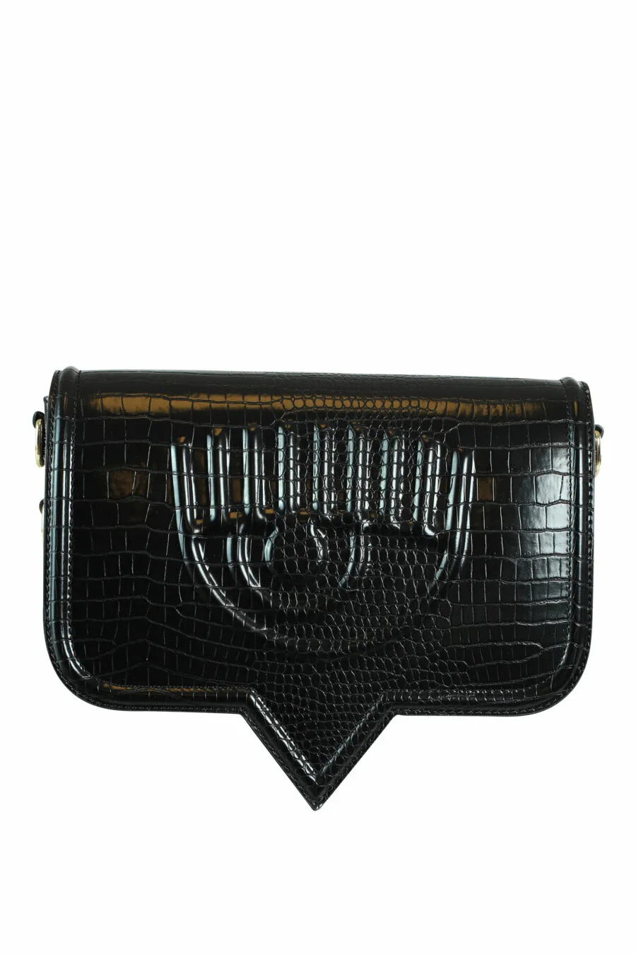 Bolso de hombro negro con logo ojo monocromático