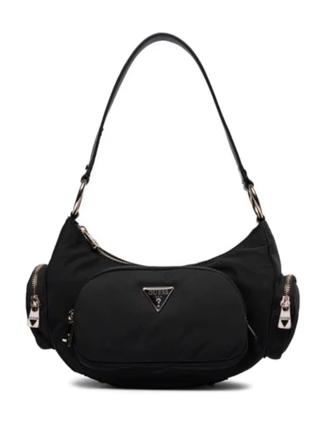 Bolso Guess Eco Gemma negro medialuna con asa para mujer