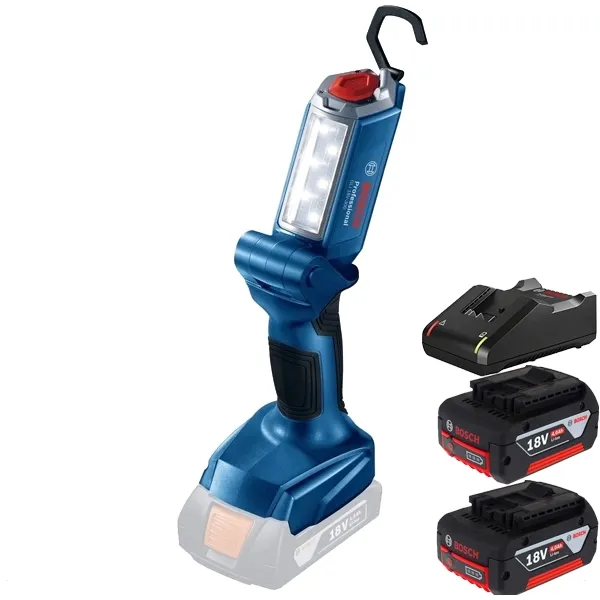 BOSCH  1600A019S0  JUEGO2 BATERíAS SI INCARCATOR, LIION, 18 V, 4 AH, CARGA RáPIDA + BOSCH  GLI 18V300  LáMPARA SIN BATERíA