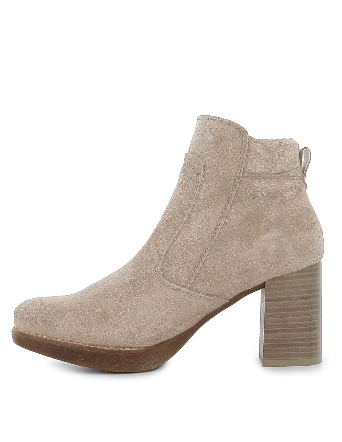 Bota media con tacón y cremallera para mujer beige PORRONET