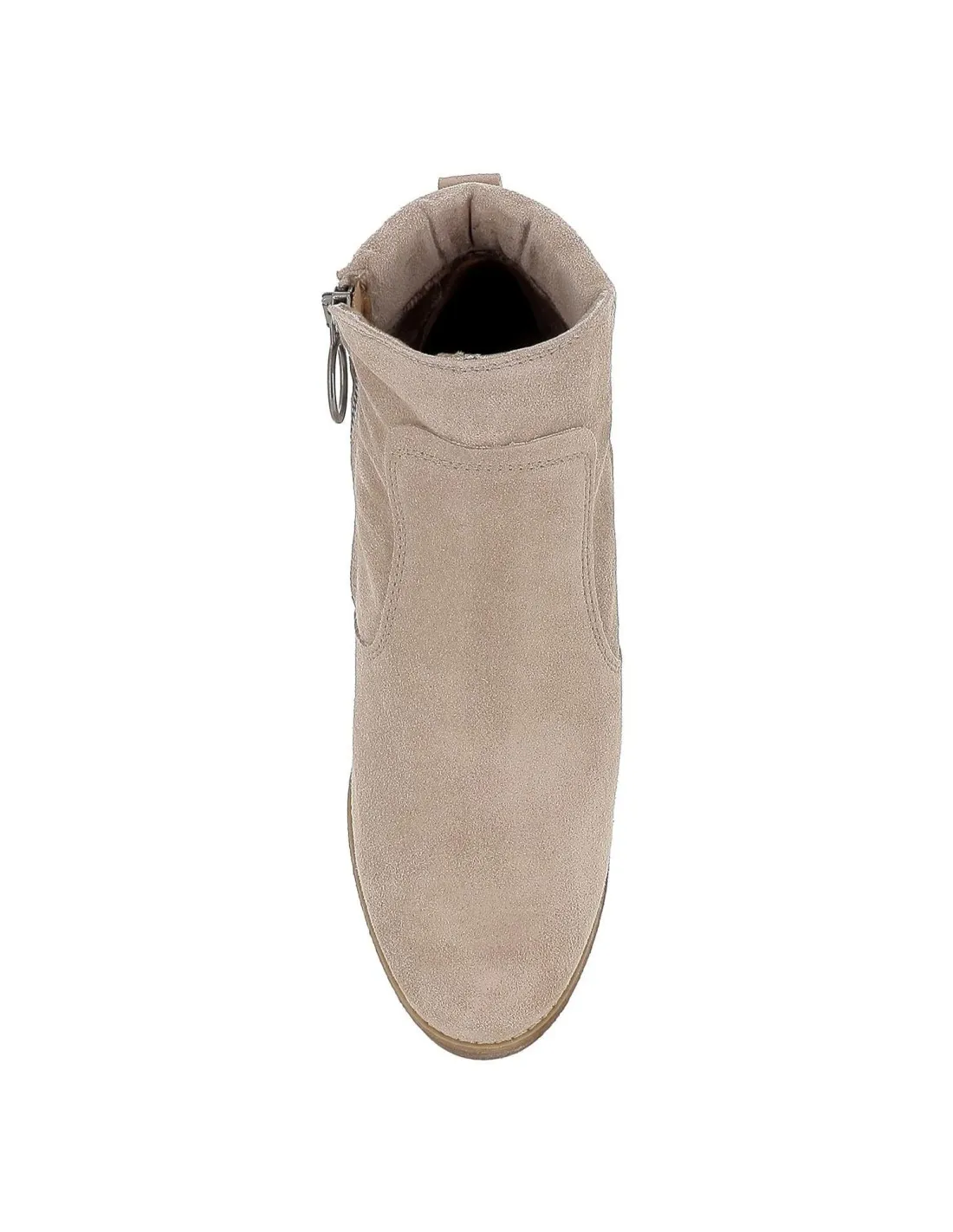 Bota media con tacón y cremallera para mujer beige PORRONET