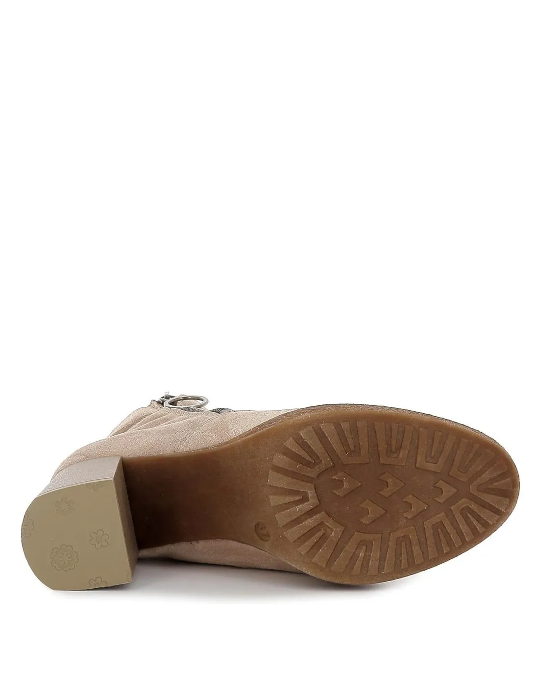 Bota media con tacón y cremallera para mujer beige PORRONET