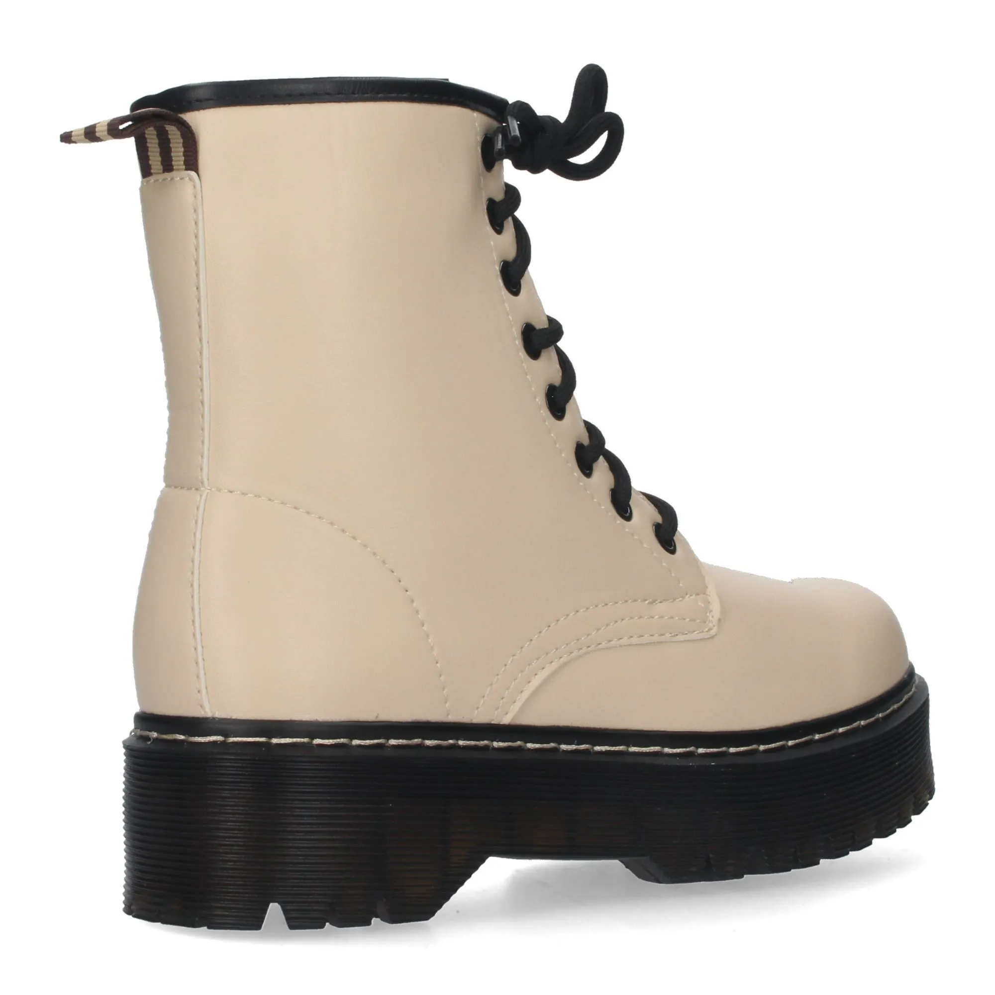 BOTAS MILITARES BEIGE PARA MUJER CóMODAS CON CORDONES YY8