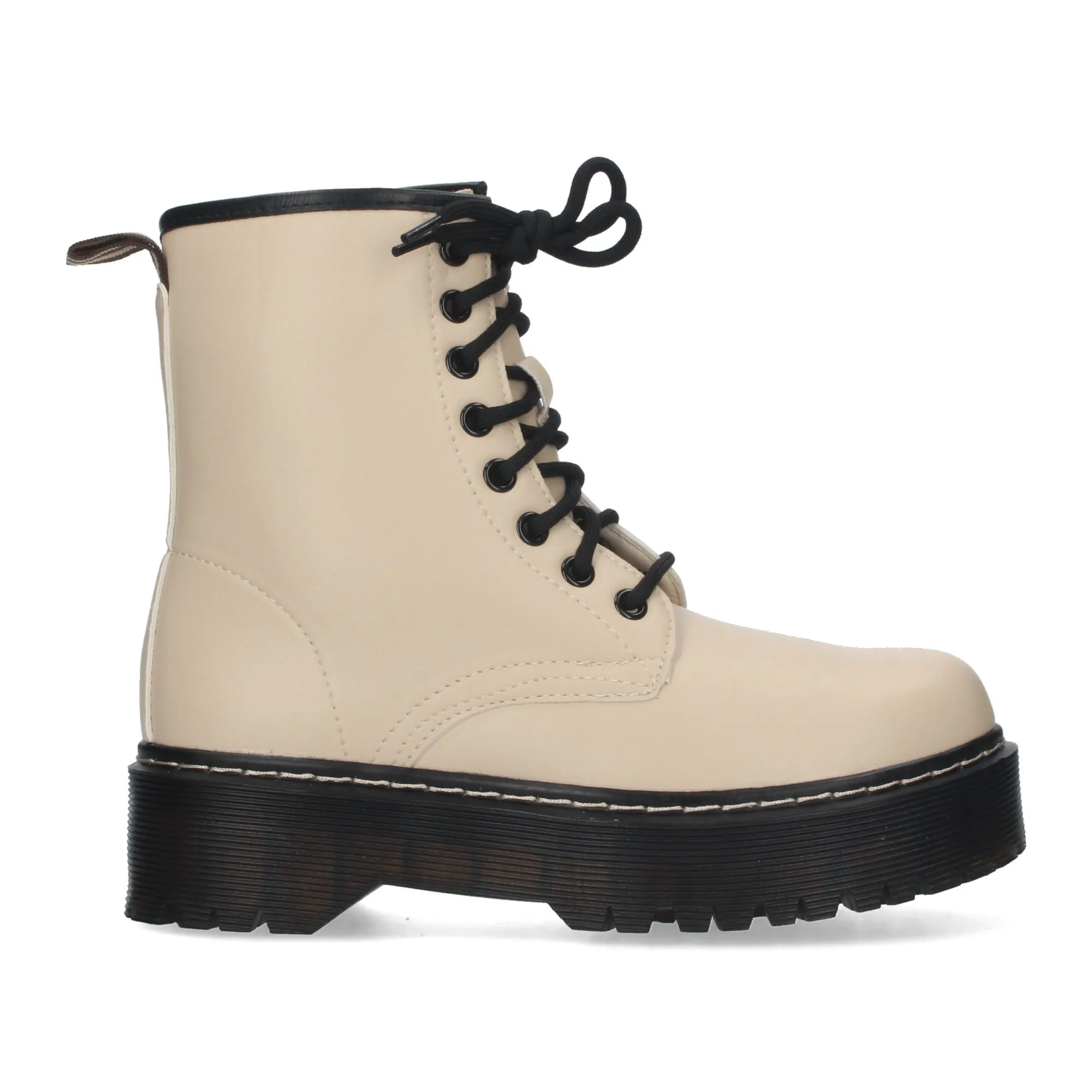 BOTAS MILITARES BEIGE PARA MUJER CóMODAS CON CORDONES YY8