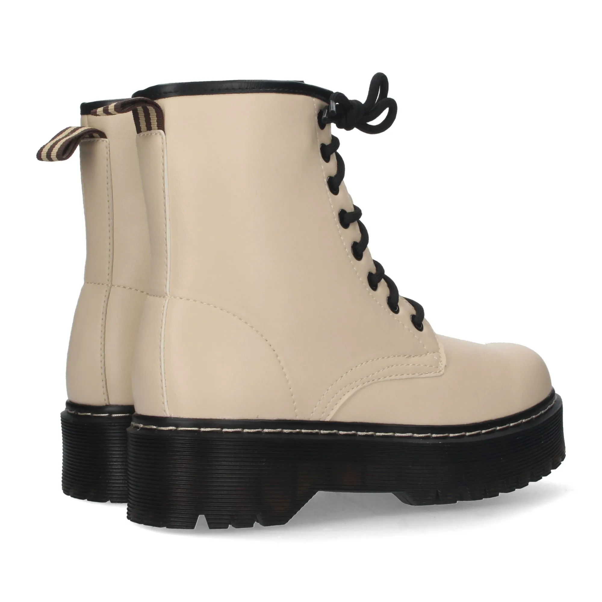 BOTAS MILITARES BEIGE PARA MUJER CóMODAS CON CORDONES YY8