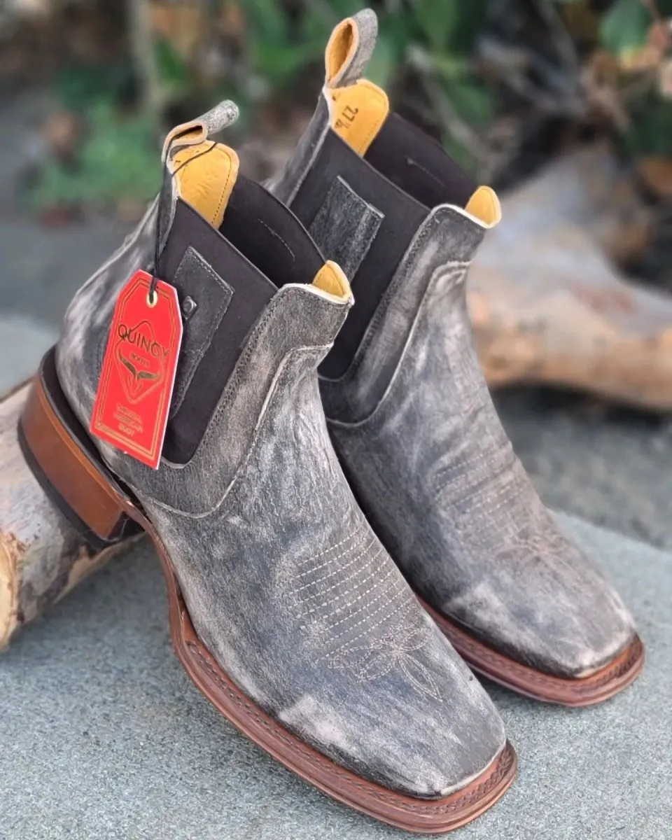 Botin Charro Quincy con Punta Cuadrada Color Cafe Claro Q82BL5259