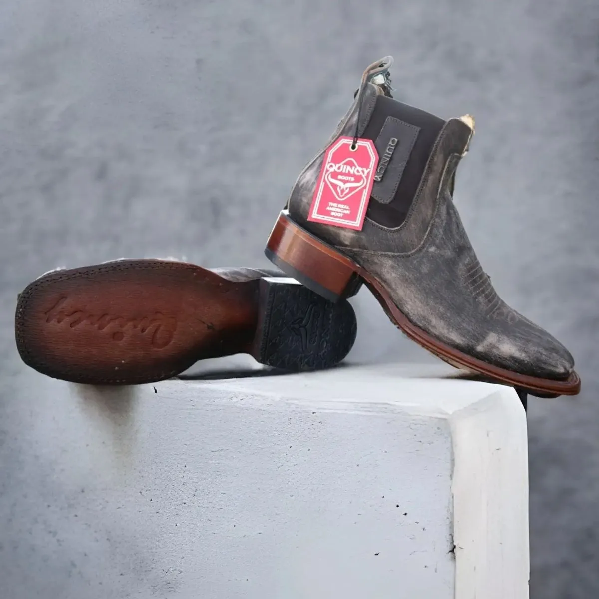 Botin Charro Quincy con Punta Cuadrada Color Cafe Claro Q82BL5259