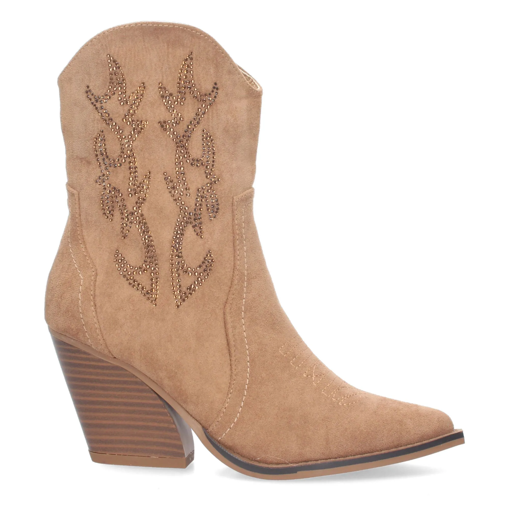 Botines cowboy tacón campero mujer brillo en caña color camel
