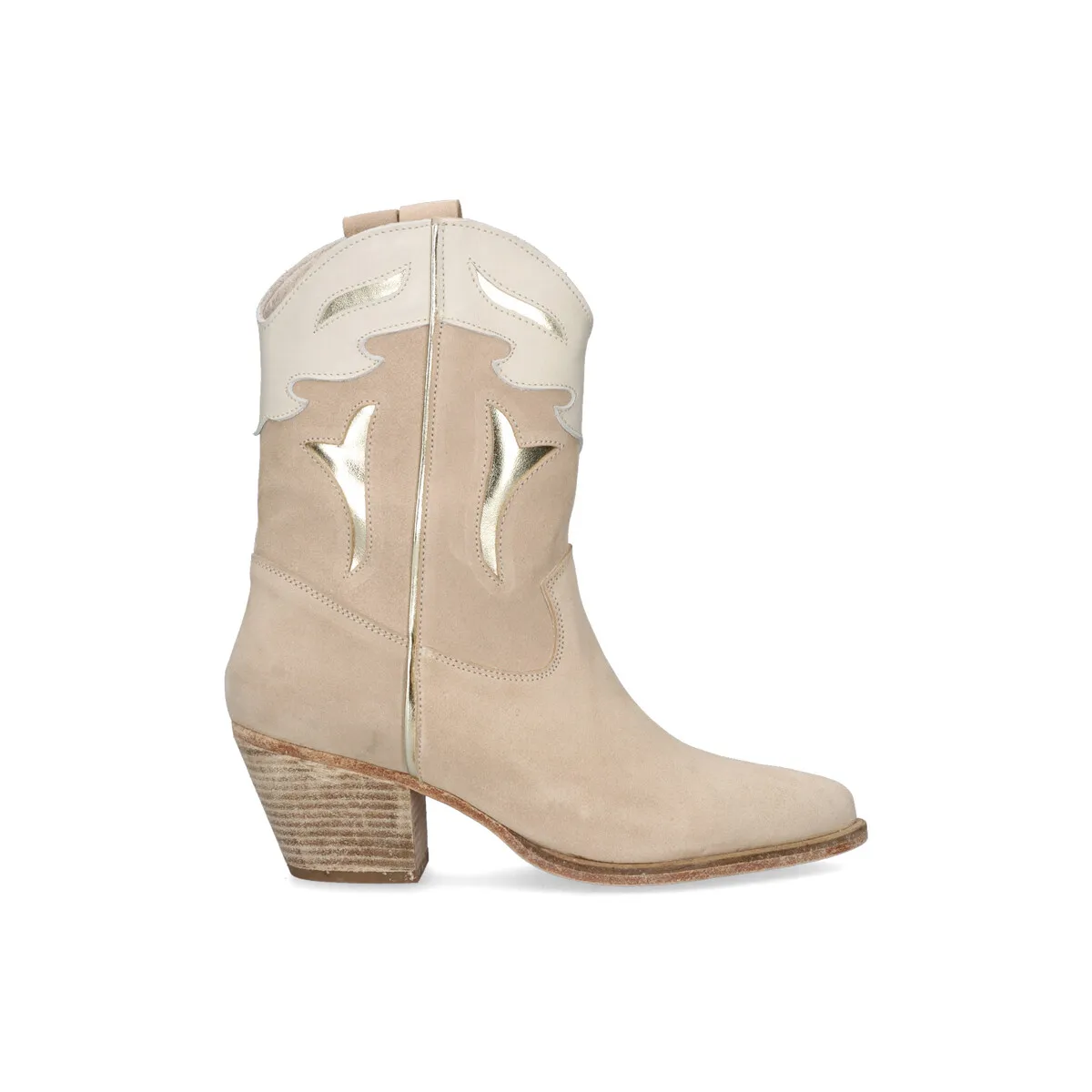 BOTINES ESTILO COWBOY FREE9940 TAUPE METALIZADO