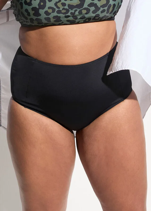 BRAGUITA DE BIKINI DE TIRO ALTO DE POLIAMIDA RECICLADA NEGROBEIGE CON ESTAMPADO DE CEBRA
