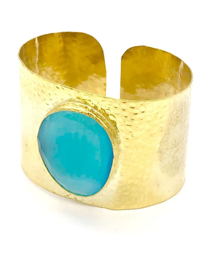 BRAZALETE MUJER ANCHO TURQUESA CON PIEDRA NATURAL PARA ESTAR RADIANTE