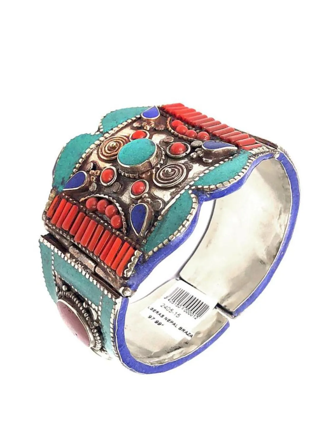 BRAZALETE PLATA PARA MUJER PULSERAS NEPALI CON PIEDRAS SEMIPRECIOSAS