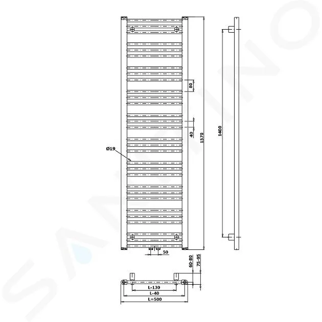 BRUCKNER ALBRECHT  TOALLERO ELéCTRICO 50X157 CM, 657 W, NEGRO 600.115.6