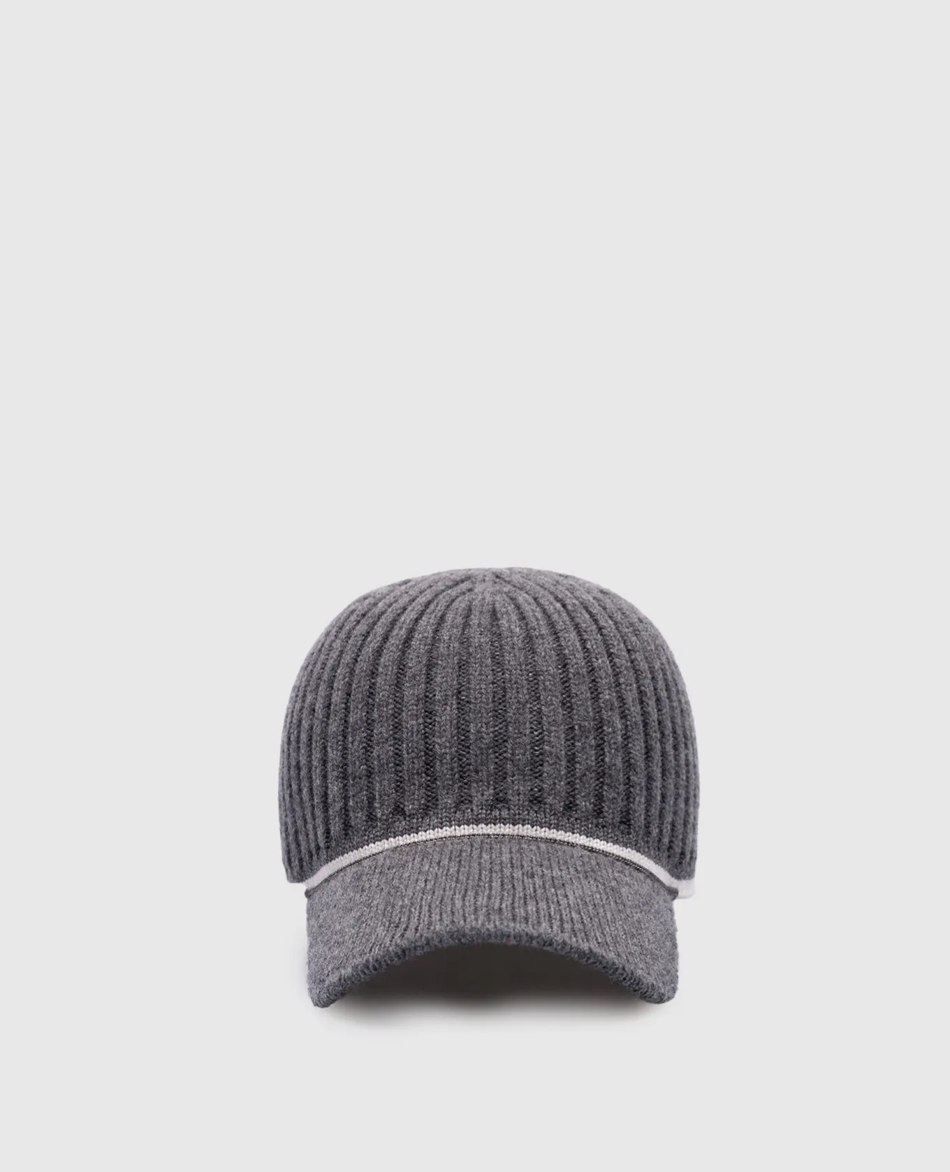 Brunello Cucinelli Gray wool and cashmere cap with monil chain