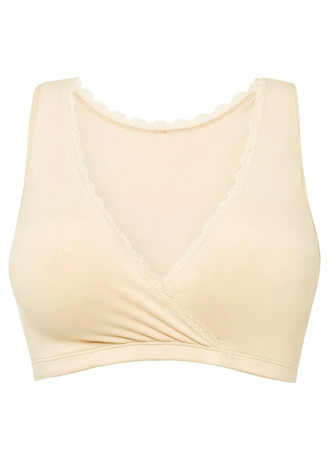 Bustier de lactancia para dormir de algodón orgánico Beige