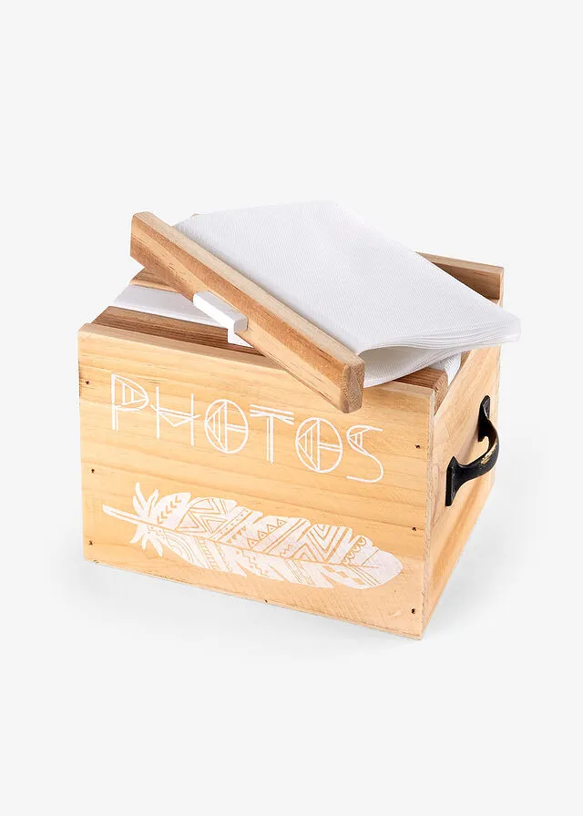 Caja de madera para almacenar fotos Blanco natural