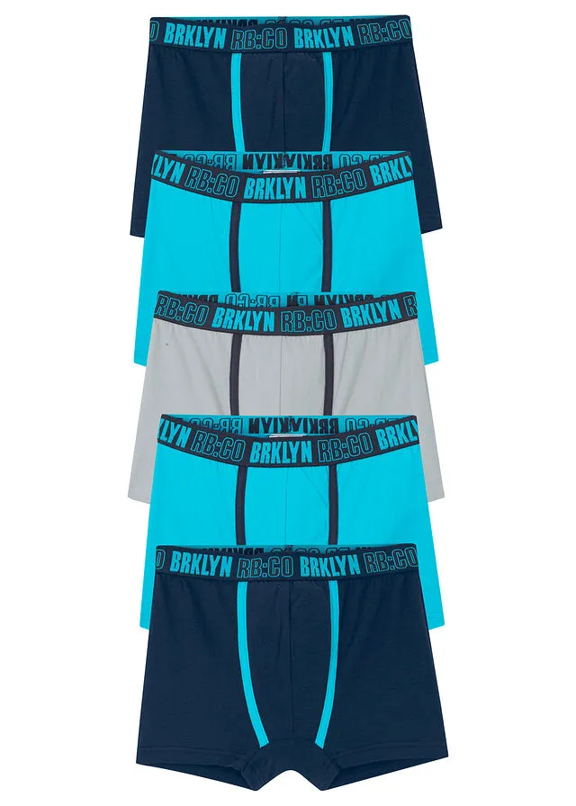 Calzoncillos bóxer para niños (5 unidades) Azul marino/azul caribe/gris acero