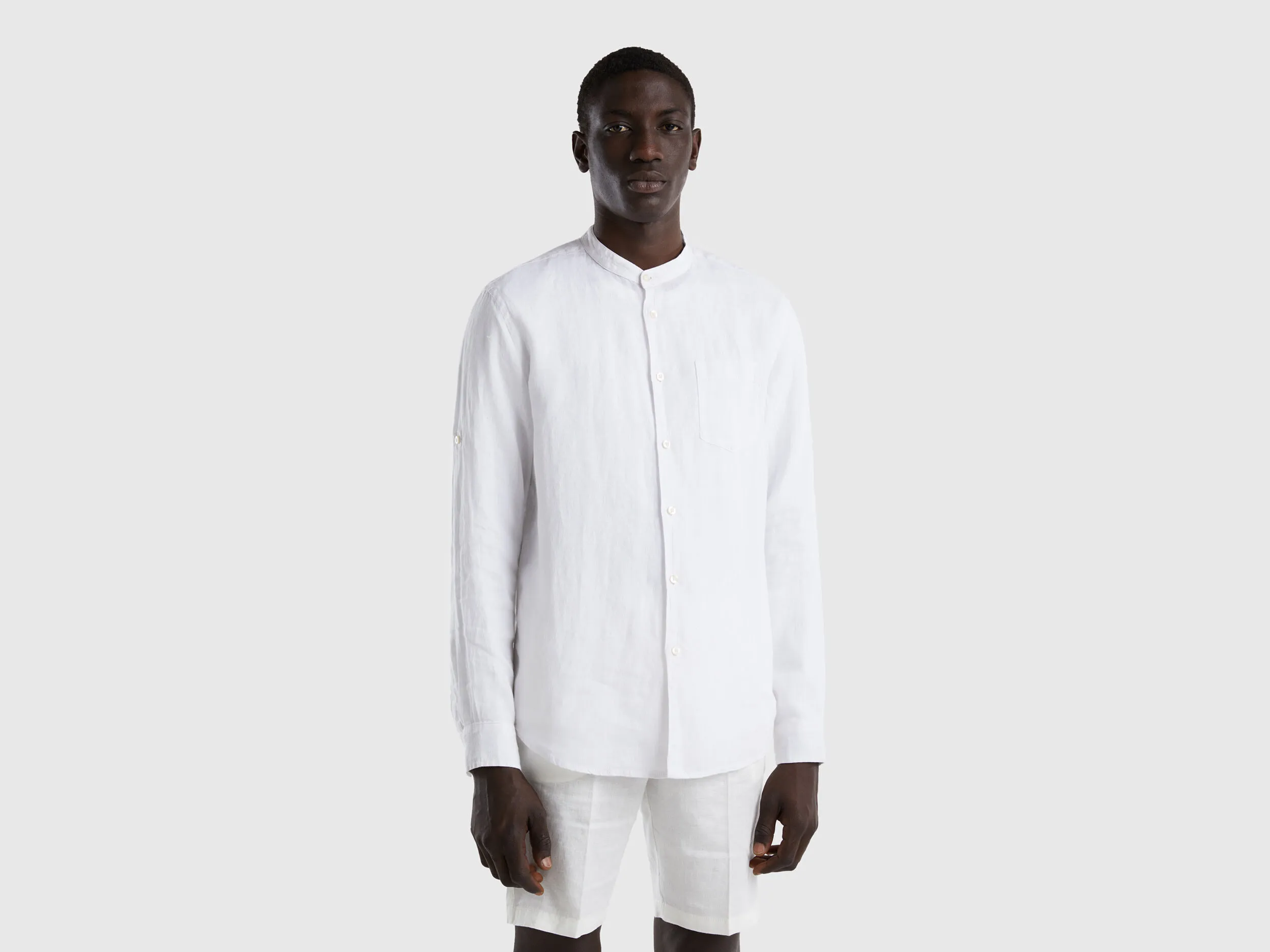 Camisa de lino con cuello mao