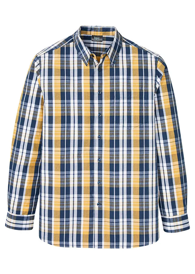 CAMISA DE MANGA LARGA AZUL ALMIRANTEBLANCOCURRY DE CUADROS