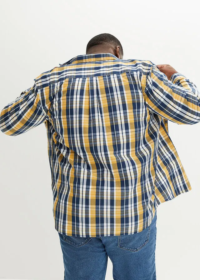 CAMISA DE MANGA LARGA AZUL ALMIRANTEBLANCOCURRY DE CUADROS