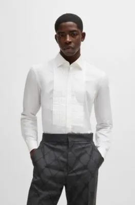 Camisa slim fit en popelín de algodón de planchado fácil