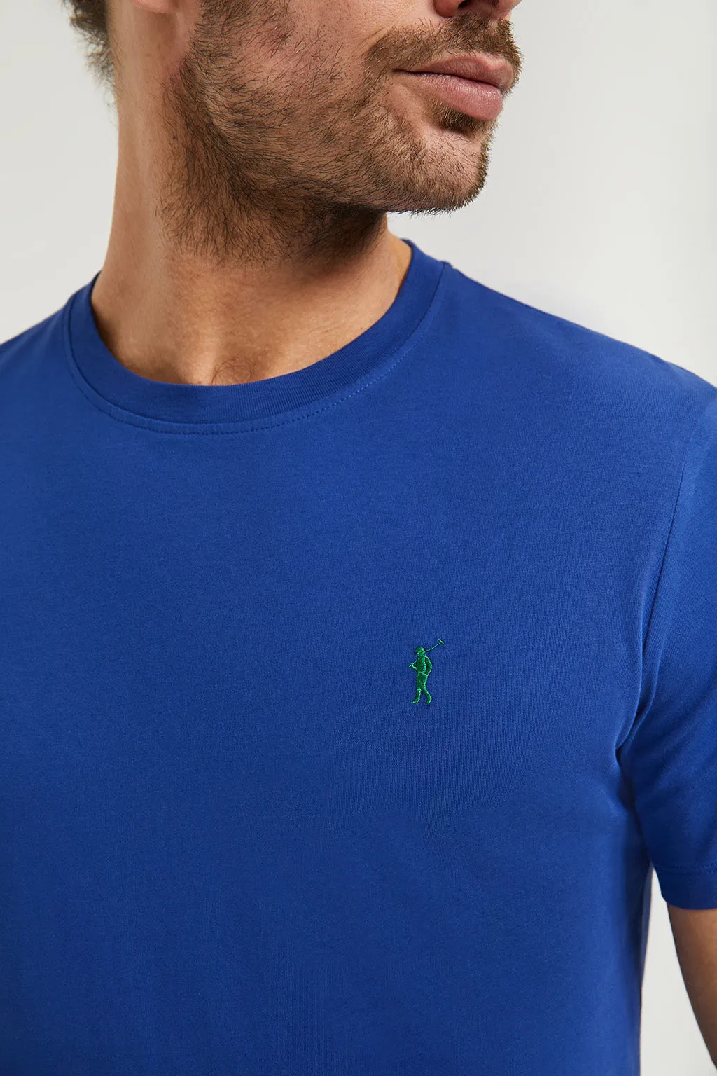 Camiseta básica azul royal de algodón con logo Rigby Go
