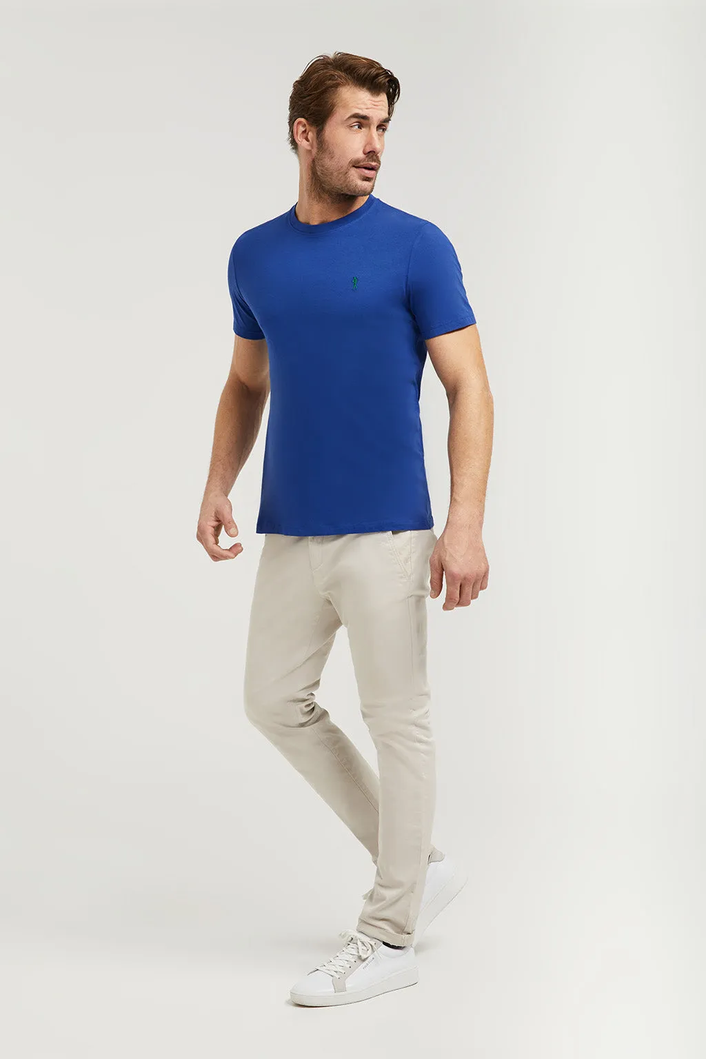 Camiseta básica azul royal de algodón con logo Rigby Go