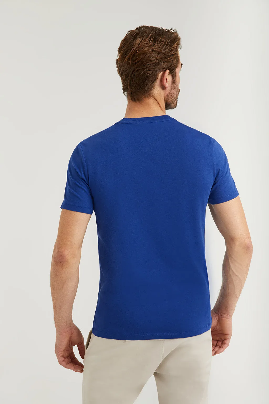 Camiseta básica azul royal de algodón con logo Rigby Go